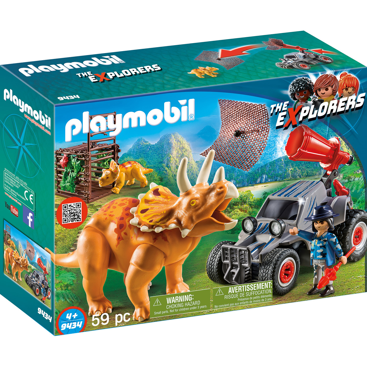 Playmobil Конструктор Вражеский квадроцикл с трицератопсом 9434pm - фото 1