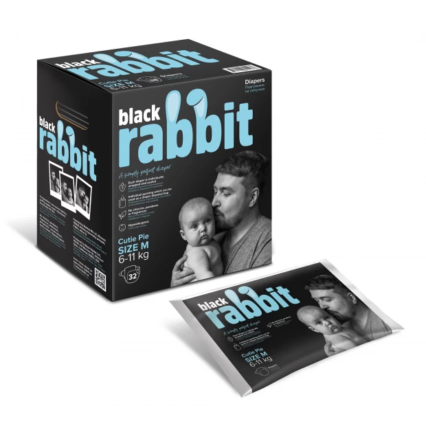Black Rabbit Подгузники на липучках, 6-11 кг, M, 32 шт black rabbit подгузники на липучках 0 5 кг xs 32 шт