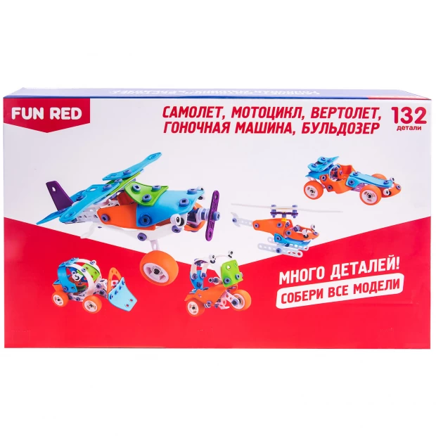 фото Конструктор гибкий "транспорт 5в1 fun red", 132 детали