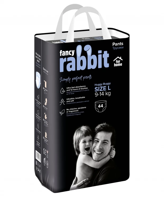 Fancy Rabbit for home Трусики-подгузники , 9-14 кг, L, 44 шт трусики подгузники fancy rabbit home размер l 9 14 кг 44 шт