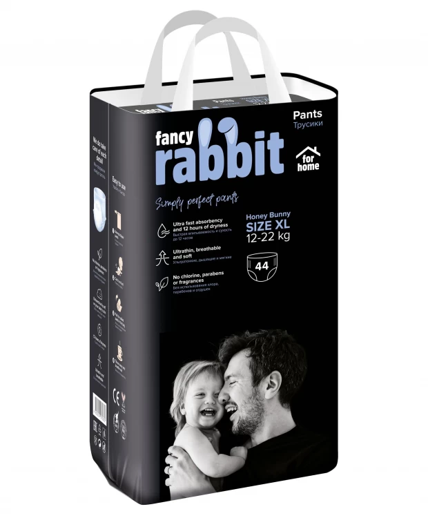 Fancy Rabbit for home Трусики-подгузники, 12-22 кг, XL, 44 шт трусики подгузники fancy rabbit home размер xl 12 22 кг 44 шт