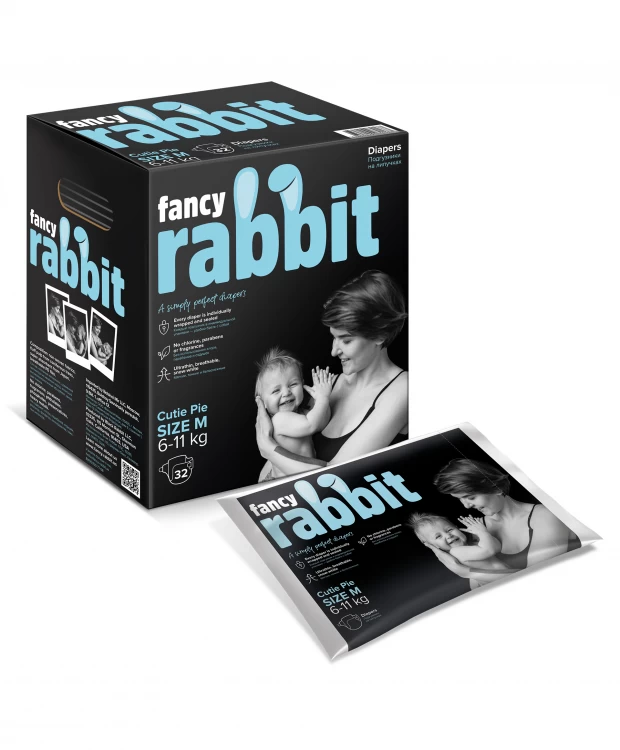 Fancy Rabbit Подгузники на липучках,6-11 кг, M, 32 шт black rabbit подгузники на липучках 0 5 кг xs 32 шт