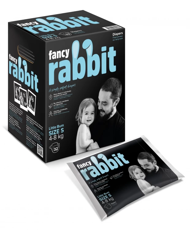 цена Подгузники на липучках Fancy Rabbit, 4-8 кг, S, 32 шт