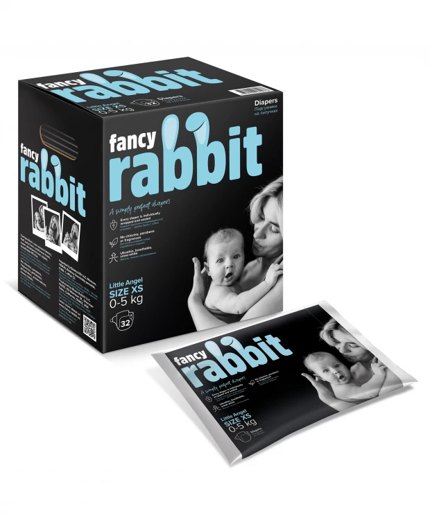 Fancy Rabbit Подгузники на липучках, 0-5 кг, XS, 32 шт black rabbit подгузники на липучках 0 5 кг xs 32 шт
