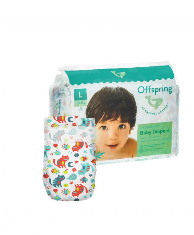 

Offspring подгузники, L 9-13 кг. 36 шт. расцветка Котики