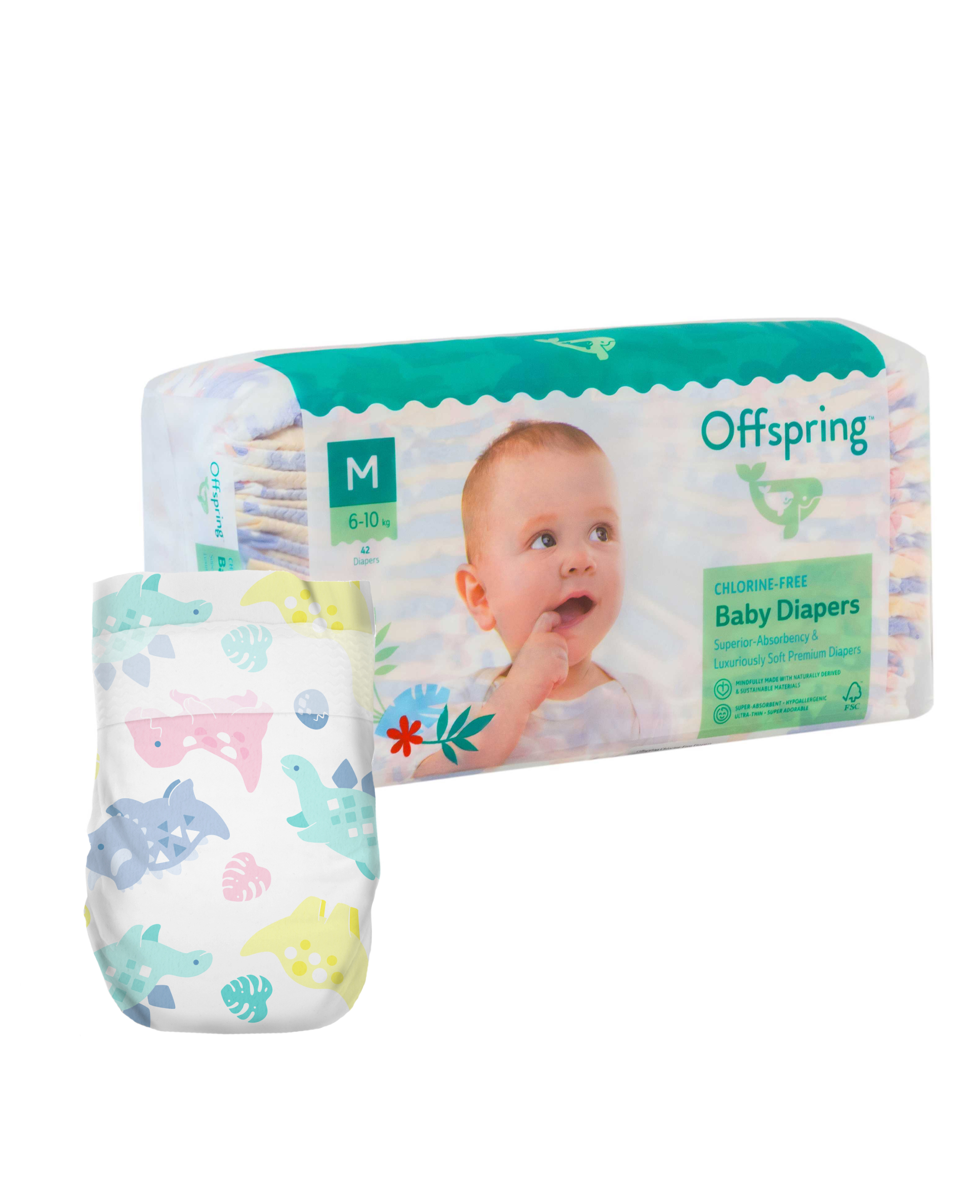 

Offspring подгузники, M 6-10 кг. 42 шт. Расцветка Динозавры, OF01M42DNL