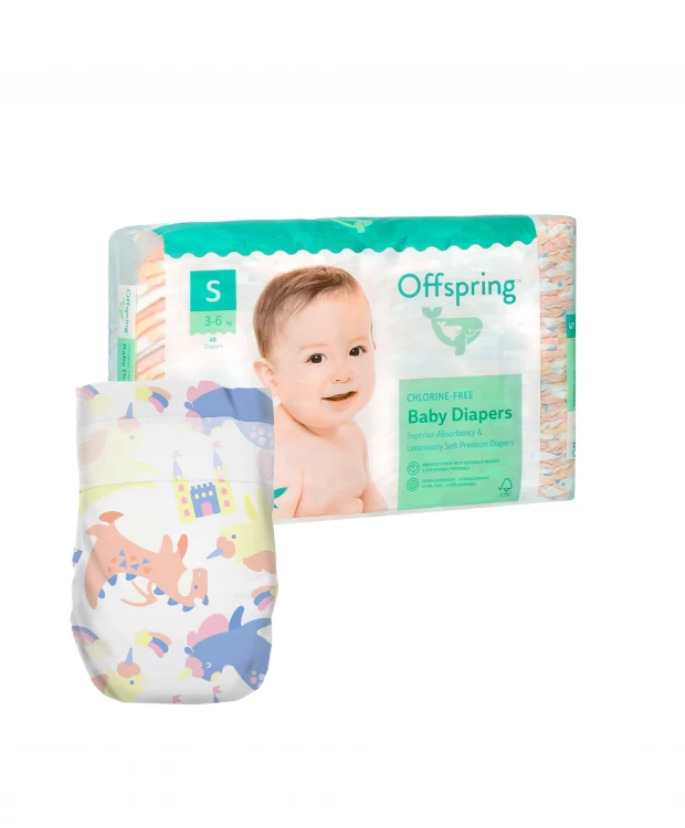 Offspring подгузники, S 3-6 кг. 48 шт. расцветка Единороги подгузники offspring s 3 6 кг 48 шт расцветка карибы