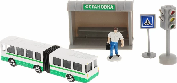 

НАБОР "ТЕХНОПАРК" МЕТАЛЛ. АВТОБУС 12СМ С ОСТАНОВКОЙ, С ФИГУРКОЙ И АКСЕСС. В РУСС. КОР. в кор.2*24шт