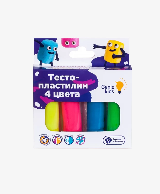 Набор для детской лепки Genio Kids Тесто-пластилин 4 цвета набор для детской лепки тм genio kids art тесто пластилин 4 цвета зефирные цвета та1088 120г