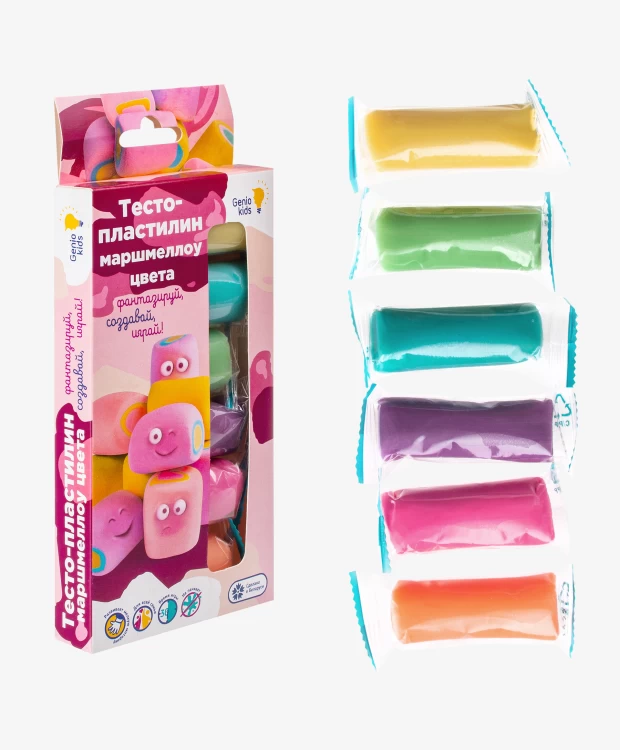 Набор для детской лепки Genio Kids Тесто-пластилин 6 цветов Маршмеллоу