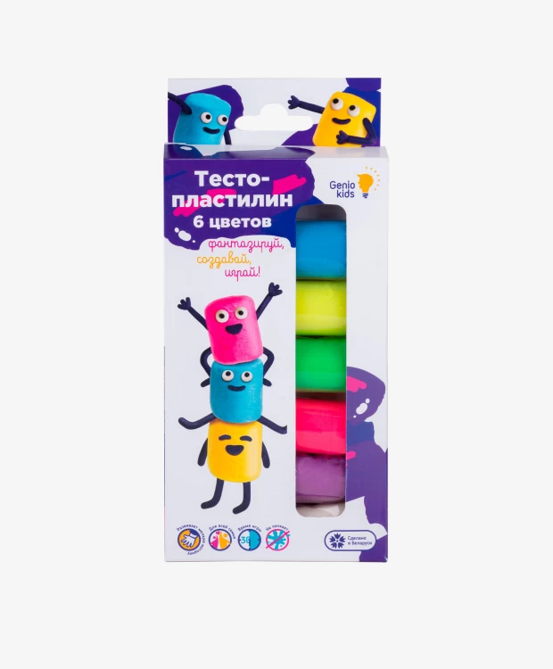 цена Набор для детской лепки Genio Kids Тесто-пластилин 6 цветов