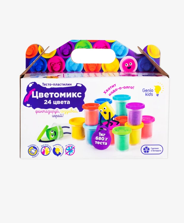 Набор для детской лепки Genio Kids Тесто-пластилин 24 баночки пластилин genio kids набор для детской лепки тесто пластилин 24 баночки